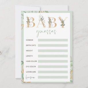 Eucalyptus baby shower gokspel kaart