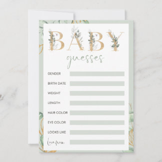 Eucalyptus baby shower gokspel kaart