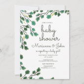 Eucalyptus Baby shower Hand Drawn Leaf Invitation Kaart (Voorkant)