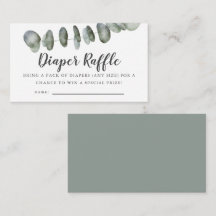 Eucalyptus Baby shower Luier Raffle Ticket