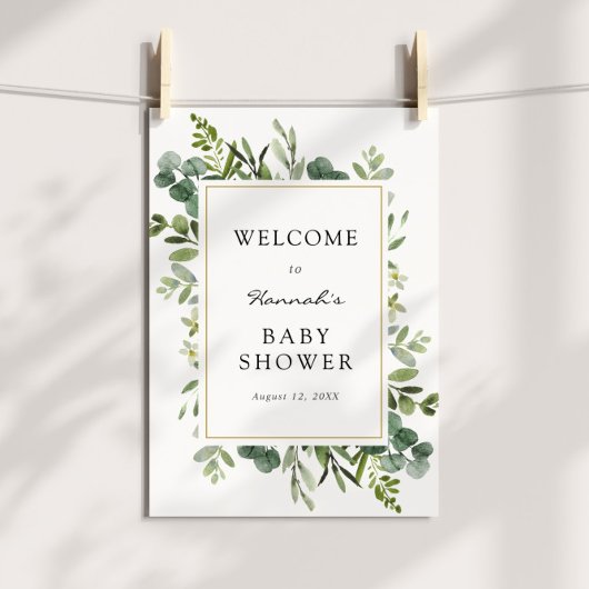 Eucalyptus Baby Shower Ontvangstbord Poster