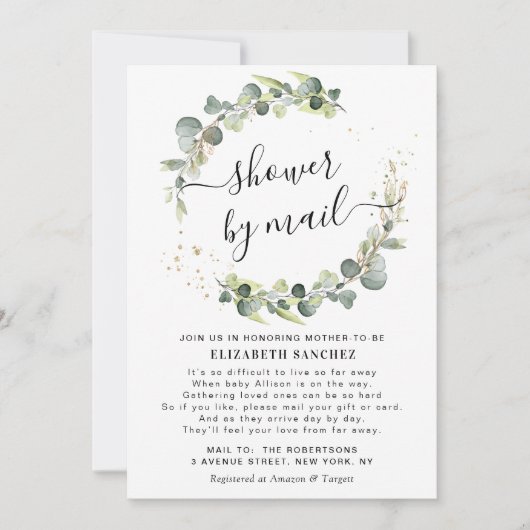 eucalyptus baby shower per post kaart (Voorkant)