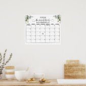 Eucalyptus Baby Shower Raad de Datum Kalender Poster (Keuken)