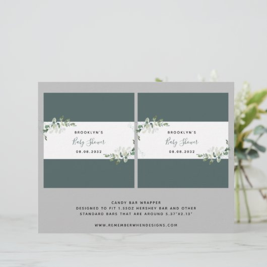 Eucalyptus Baby shower Snoep Bar wrapper (Staand voorkant)