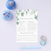 Eucalyptus baby shower spel voorspellingen & advie flyer (Enkel)