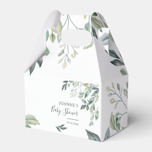 Eucalyptus Baby shower Succulent botanisch script Bedankdoosjes (Voorkant Zijde)