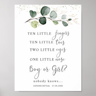 Eucalyptus Baby shower Tien kleine vingerafdrukken Poster