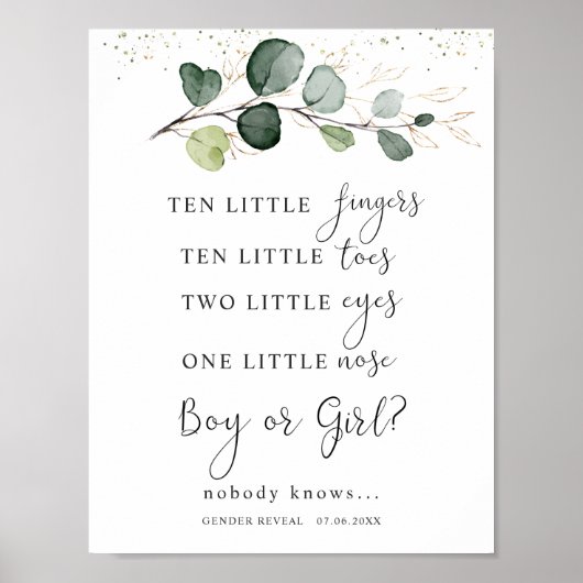 Eucalyptus Baby shower Tien kleine vingerafdrukken Poster (Voorkant)