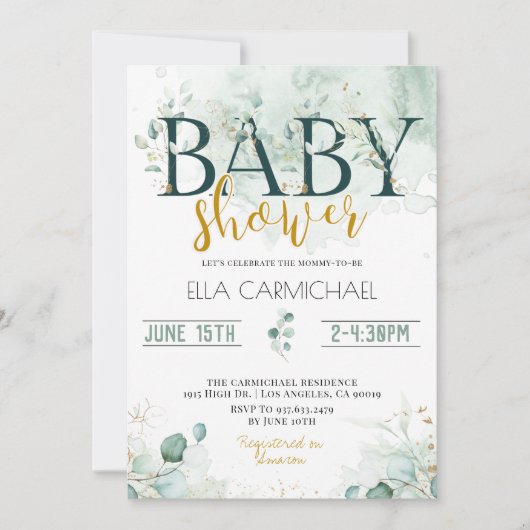 Eucalyptus Baby shower Uitnodiging (Voorkant)