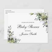Eucalyptus Baby shower Uitnodiging Briefkaart (Voorkant / Achterkant)