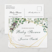 Eucalyptus Baby shower Uitnodiging Briefkaart (Voorkant / Achterkant)