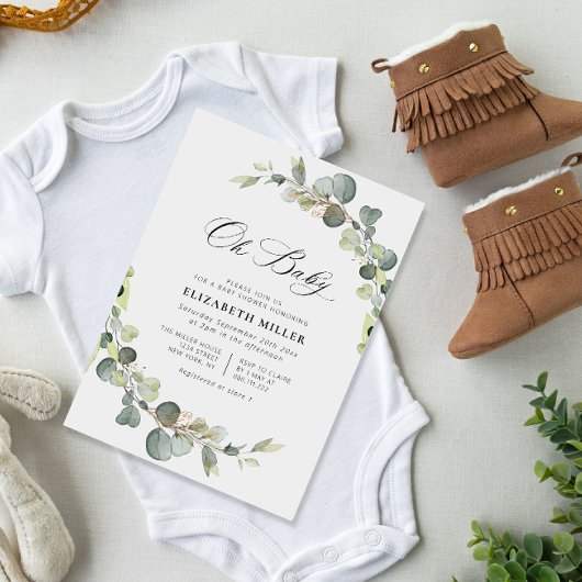 eucalyptus baby shower-uitnodiging kaart
