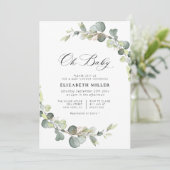 eucalyptus baby shower-uitnodiging kaart (Staand voorkant)