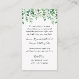 Eucalyptus baby shower voor lange afstand informatiekaartje