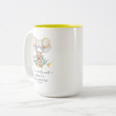 Eucalyptus Baby shower vroeg wachten Beer & ballon Tweekleurige Koffiemok (Voorkant links)