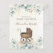 Eucalyptus Baby shower Waterverf Briefkaart (Voorkant)