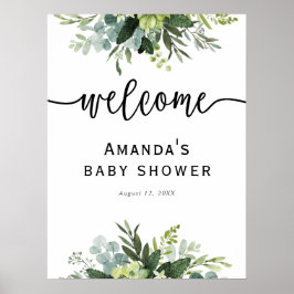Eucalyptus baby shower welkom bord poster