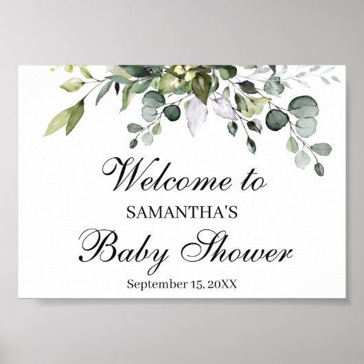Eucalyptus Baby shower Welkomstteken Poster (Voorkant)