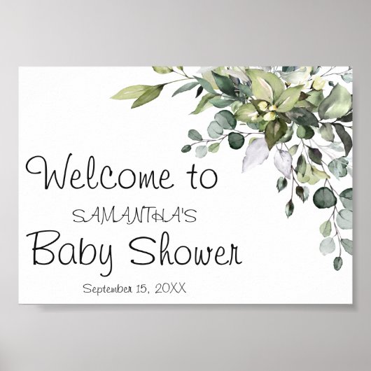Eucalyptus Baby shower Welkomstteken Poster (Voorkant)