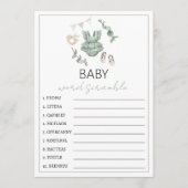 Eucalyptus baby shower woordscramble advieskaart (Voorkant)