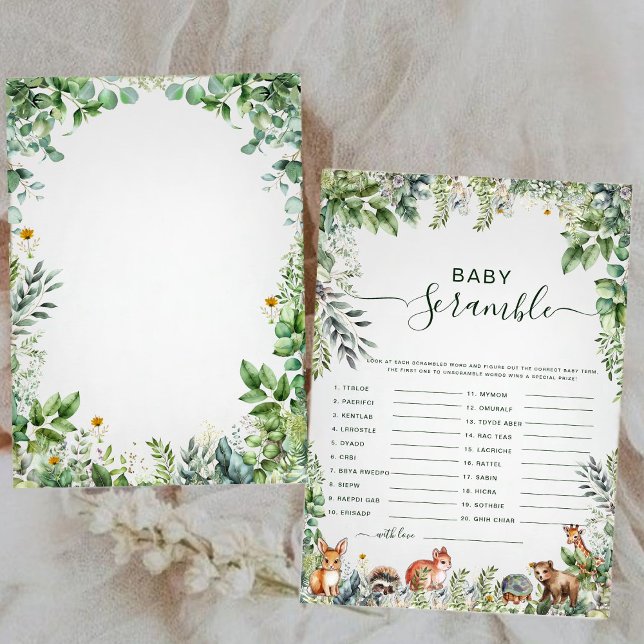 Eucalyptus Baby shower Word Scramble spel (Creator heeft geüpload)