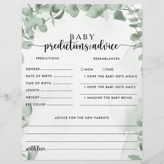 Eucalyptus Baby Voordicaties en adviezen Kaarten (Voorkant)