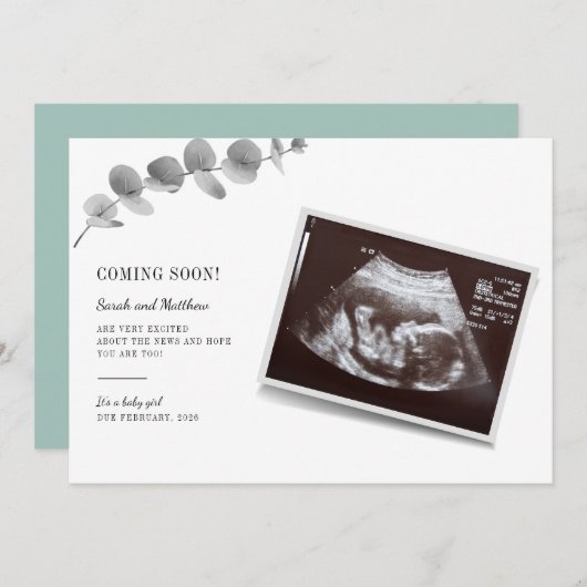 Eucalyptus Baby Zwangerschap Aankondiging (Voorkant / Achterkant)