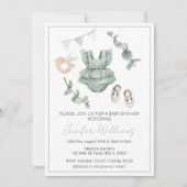 Eucalyptus babymeisje: uitnodiging voor douche (Voorkant)