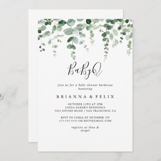 Eucalyptus BabyQ Baby shower Barbecue Kaart (Voorkant / Achterkant)