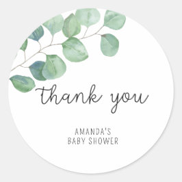 Eucalyptus - babyshower bedankje ronde sticker
