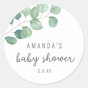 Eucalyptus - babyshower ronde sticker