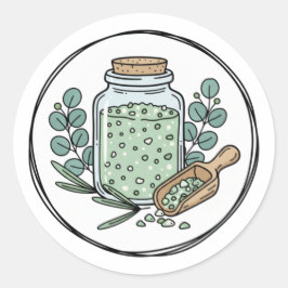 Eucalyptus Badzout Label Illustratie | Kruiden