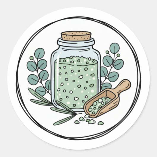 Eucalyptus Badzout Label Illustratie | Kruiden  (Voorkant)