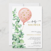 Eucalyptus ballon Baby Girl Shower Kaart (Voorkant)