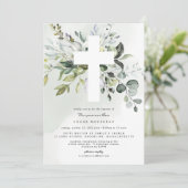 Eucalyptus Baptism Christening Uitnodiging (Staand voorkant)