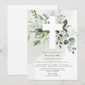 Eucalyptus Baptism Christening Uitnodiging (Voorkant / Achterkant)