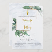 Eucalyptus baptism invite kaart (Voorkant / Achterkant)