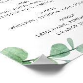 Eucalyptus Bar Menu Bord | Elegante Trouwdranken Poster (Hoek)