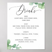 Eucalyptus Bar Menu Sign | Elegant Wedding Drinks Poster (Voorkant)