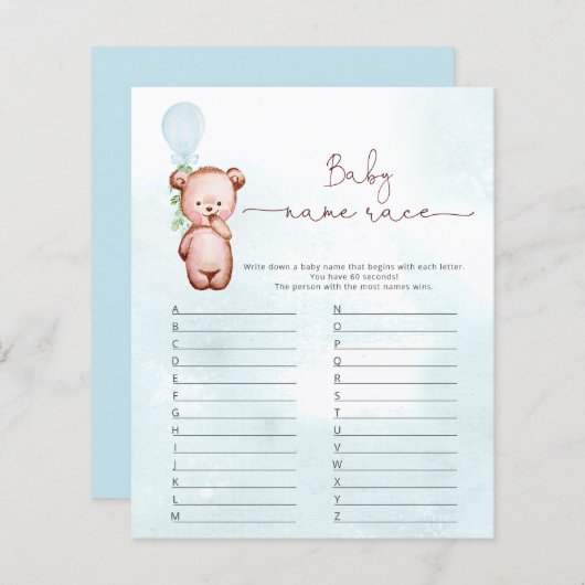 Eucalyptus Beer Baby Naam Race Baby shower Game (Voorkant / Achterkant)