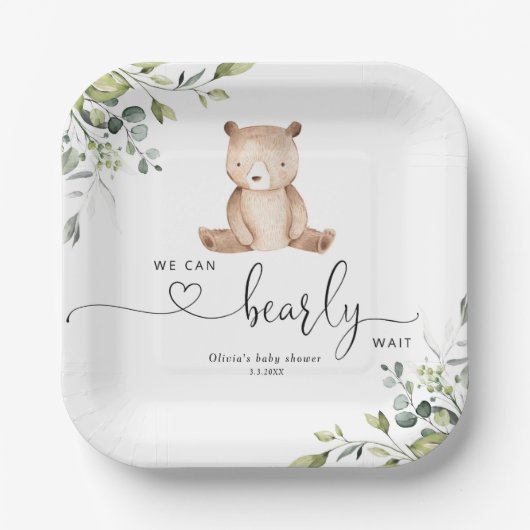 Eucalyptus beer baby shower papieren bordje (Voorkant)