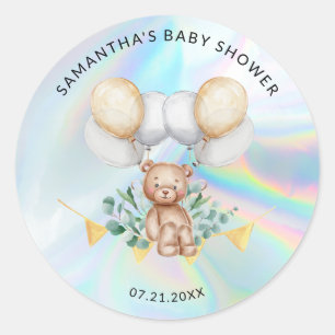 Eucalyptus Beer Ballonnen Holografische Babyborrel Ronde Sticker