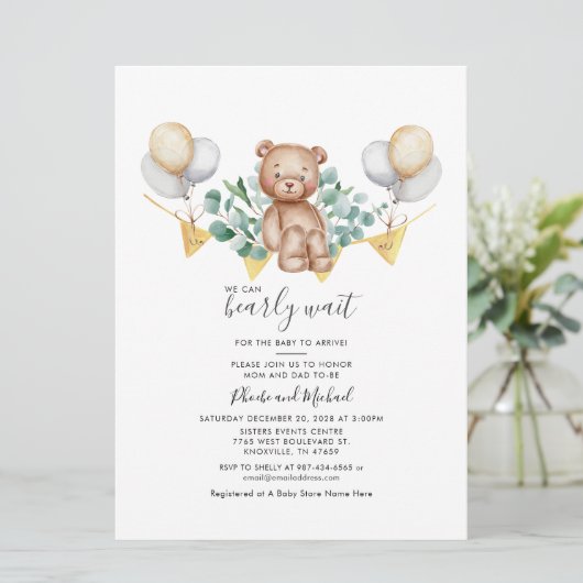 Eucalyptus Beer Couple Baby shower Greenery Script Kaart (Staand voorkant)