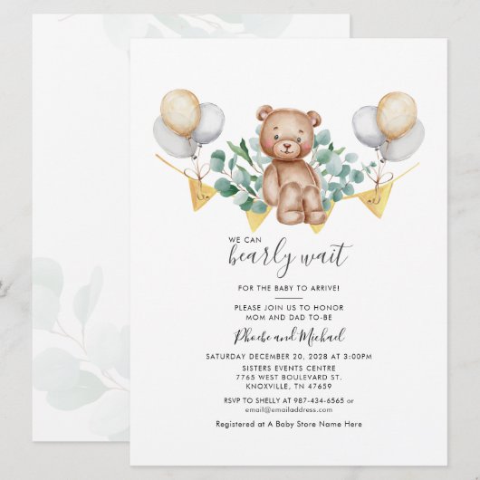Eucalyptus Beer Couple Baby shower Greenery Script Kaart (Voorkant / Achterkant)