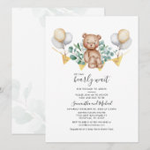 Eucalyptus Beer Greenery Script met paar Baby show Kaart (Voorkant / Achterkant)