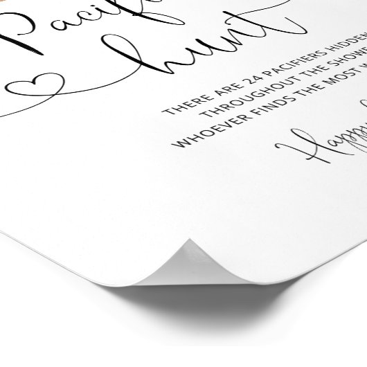 Eucalyptus beer Pacifier jachtspel baby shower Poster (Hoek)