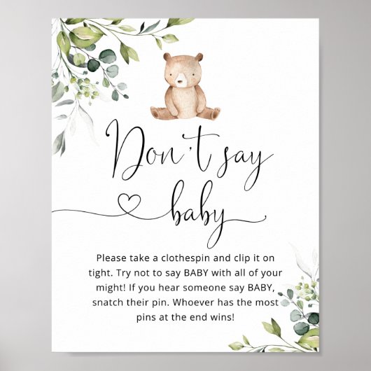 Eucalyptus beer Zeg geen baby shower spel Poster (Voorkant)