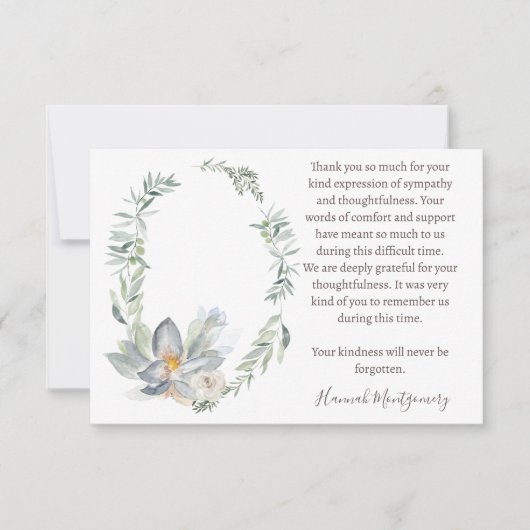 Eucalyptus begrafenisfoto Dank u kaart, sympathie Notitiekaartje (Voorkant)