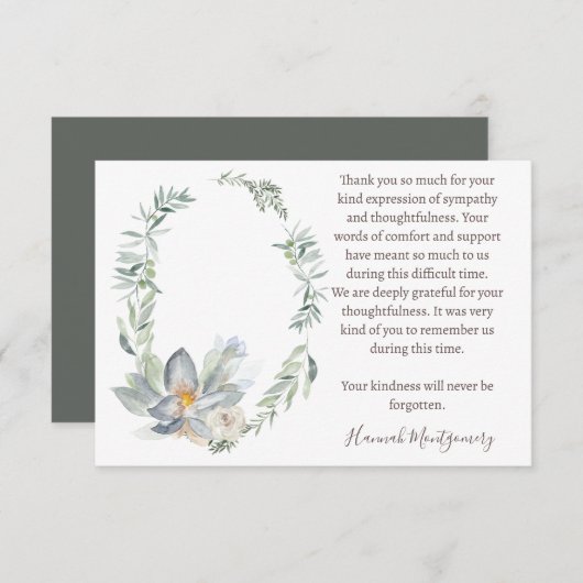 Eucalyptus begrafenisfoto Dank u kaart, sympathie Notitiekaartje (Voorkant / Achterkant)