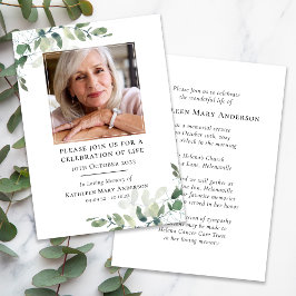 Eucalyptus begrafenisviering van het leven kaart
